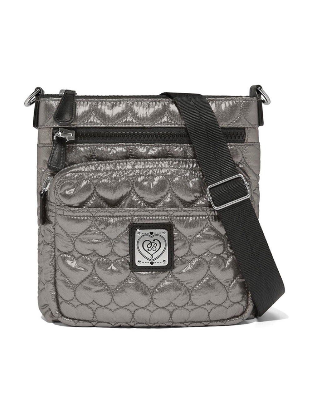 Brighton Kallista Quilted Metallic Crossbody Bag - Gunmetal